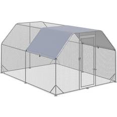 Pawhut Chicken Run with Roof, Chicken Coop for 10-12 Chickens, Hen House Duck Pen