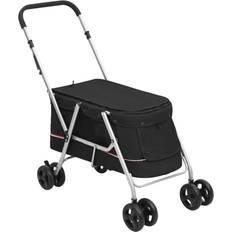 Hundeklapvogn vidaXL Foldbar Hundeklapvogn 100x49x96 cm Linned Sort