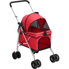 Dog stroller vidaXL Folding Dog Stroller Red Oxford Fabric Red