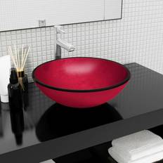 Lavabos de baño vidaXL Lavabo De Vidrio Templado Rojo 42x14 cm