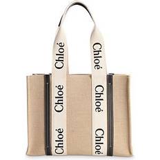 Chloé Womens White Blue 1 Woody Medium Cotton Tote bag