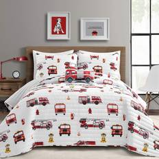 Red Bed Set Lush Decor Make A Fire Truck Red & White Reversible Print 3