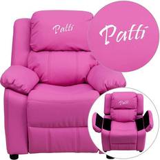 Flash Furniture Armchairs Flash Furniture BT-7985-KID-HOT-PINK-TXTEMB-GG Personalized Deluxe Padded Hot Pink Vinyl Out