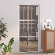 Portes vidaXL Intérieure Porte Vitrée Panneaux Chambre À Coucher Salle de Bain Maison 93x201.5 cm Blanc Verre ESG et Aluminium Porte Extérieure (x)