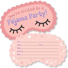 Big Dot of Happiness Pajama Slumber Party Shaped Fill-In Invitations Girls Sleepover Birthday Party Invitation Cards with Envelopes Set of 12