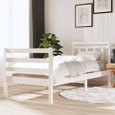 vidaXL 90x200 cm Massivt Træ Hvid Sengeramme