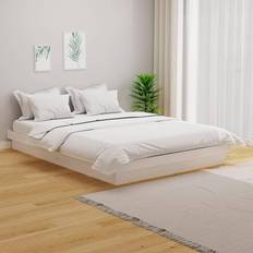 vidaXL Vit Massivt Trä 135x190 cm Sängram