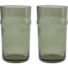 Vidrio Linternas House Doctor 2 Vasos Rain 14 cm Verde Linterna