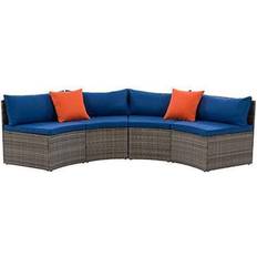 Blue Outdoor Sofas & Benches CorLiving Patio Sectional Bench Set Modular Sofa