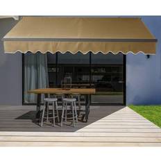 Black Window Awnings Aleko Motorized 16'x10' Black Frame Retractable Canopy Awning