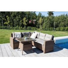 Venture Design Watford Hjørnesofa med Bord 80 x 80 cm Loungesæt, borde inkl. 2 stole
