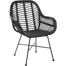 Beliani Mobilier de Jardin et d'Extérieur Beliani Chaise Extérieur et Intérieur en Rotin Noir Sur Pieds en Métal Noir Design Boho Tendance pour Terrasse Salon ou Salle à Manger