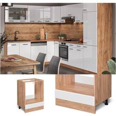VICCO Herdumbauschrank Küchenschrank Küchenzeile R-Line 60 cm Goldkraft Weiß