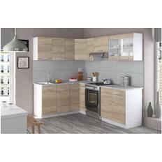 Vicco Cucina angolare completa Rick, Sonoma, 167 x 60 cm pl Marmo