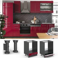 Vicco Meuble de cuisine Fame-Line élément bas, cuisine intégrée Rouge