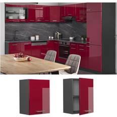 Muebles de Cocina VICCO Armario colgante R-Line, Rojo Burdeos alto brillo, 45 cm