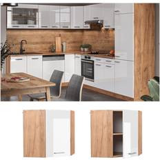 Vicco Corner Wall Cabinet Kitchen R-Line Oak White