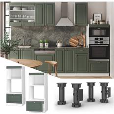 Muebles de Cocina VICCO Armario para microondas Fame-Line, Verde dorado Casa de campo, 60 cm abierto