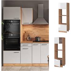 Vicco Microwave Conversion Kitchen Cabinet R-Line 60 cm Oak White