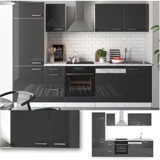 Mobili da Cucina VICCO Cucina componibile Optima, Antracite lucido/bianco, 270 cm senza piano di lavoro