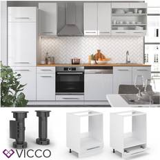 Muebles de Cocina VICCO Armario para horno empotrado Fame-Line, Blanco alto brillo, 60 cm sin encimera