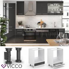 Muebles de Cocina VICCO Armario para horno empotrado Fame-Line, Antracita alto brillo, 60 cm sin encimera