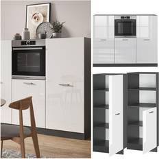 Muebles de Cocina VICCO Bloque de cocina R-Line, Blanco brillo/antracita, 180 cm sin encimera