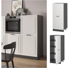 Mini Kitchens VICCO Backofenumbauschrank Küchenschrank Küchenzeile R-Line Landhaus 60 cm Anthrazit Weiß große Tür