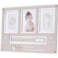 Bilderrahmen & Abdrücke Cangaroo Baby Hand- und Fußabdruckset, Fotorahmen aus Holz, für 2 Abdrücke beige