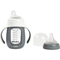 Beaba 2 In1 Glass Learning Bottle With Silicone Cover Mineral Grey 210ml