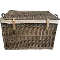 Red Boxes & Baskets RED HAMPER Large Antique Wash Storage Wicker Basket