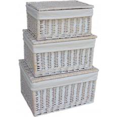 RED HAMPER Large White Wash Steamed Lined Basket