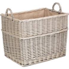 Brown Boxes & Baskets RED HAMPER Rectangular Hessian Lined Wicker Log Basket