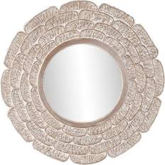 Dkd Home Decor 90 Crystal Natural White Mango Wall Mirror 90x90cm