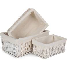 RED HAMPER of 3 White Wash Wicker Basket