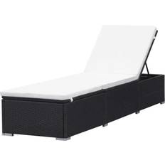 vidaXL Liggestol Med Cremefarvet Hynde Polyrattan Sort