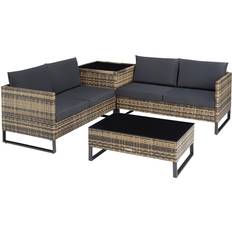 Beige Set da Lounge da Esterno tectake Salottino In Rattan Ostuni - Naturale Set da Lounge da Esterno