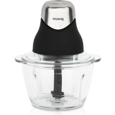 Picadoras H.Koenig LEO8 Picadora Eléctrica de Alimentos 320 W 1 Litro 2 Cuchillas 1 Vaso de Cristal Acero Inoxidable Negro