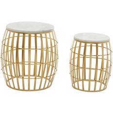 Premier Housewares Jolie Round Tables - White/Gold - Set of 2 Ensemble de Salle à Manger