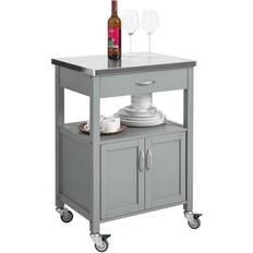 SoBuy Serveringsvogn Med Stålbordplade 60 x 44 x 92 cm Opbevaringsskab
