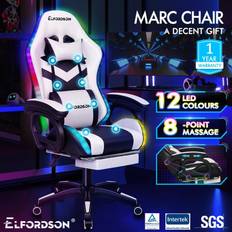 LED Massage Executive Leather Gaming Office Chair White