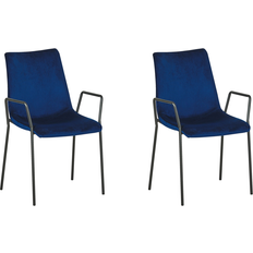 Azul Sillas de Cocina Beliani Juego 2 Sillas De Comedor Asiento Tapizado En Terciopelo Azul Silla de Cocina 2pcs