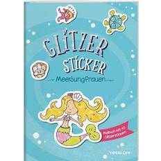 Meer Kreativität & Bastelspaß Glitzer-Sticker Malbuch. Meerjungfrauen