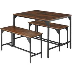 Marrón Juegos de Comedor tectake Sitzgruppe Bolton 2 + 1 Industrial Holz Dunkel Juego de Comedor