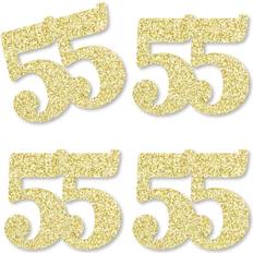 Gold Glitter 55 No-Mess Real Gold Glitter Cut-Out Numbers 55th Birthday Party Confetti Set of 24