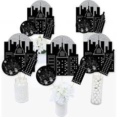 Black Table Decorations Nighttime City Skyline New York Party Centerpiece Sticks Table Toppers 15 Ct Black