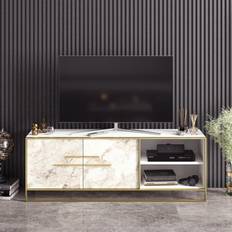 White TV Benches Decorotika Polkana Unit TV Bench