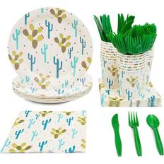 Paper Napkins Juvale 144 Pieces Fiesta Party Supplies, Cactus Plates, Plastic Cutlery, Paper Cups, and Luncheon Napkins Serves 24