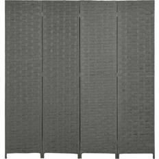 Grey Room Dividers Homcom 4-Panel Folding Wave Room Divider