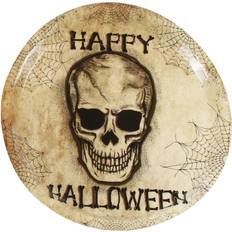 Beige Piattini Monouso Horror-Shop Happy Halloween Skull